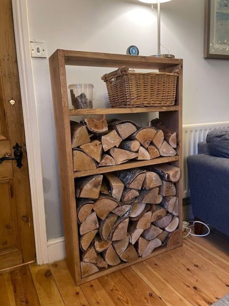 Log Store Indoor Log Storage Rustic Bookcase Log Holder Kindling Holder