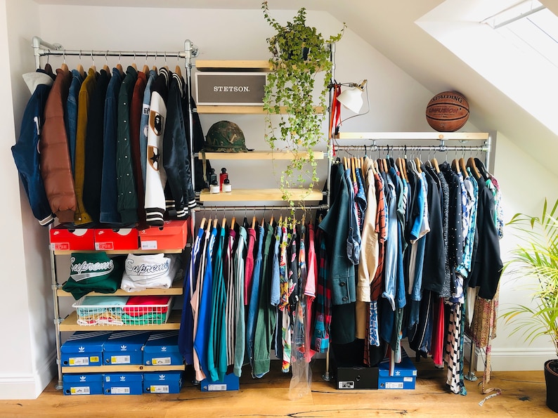 Industrial Rustic Open Wardrobe Scaffold Shelves Shelving Storage