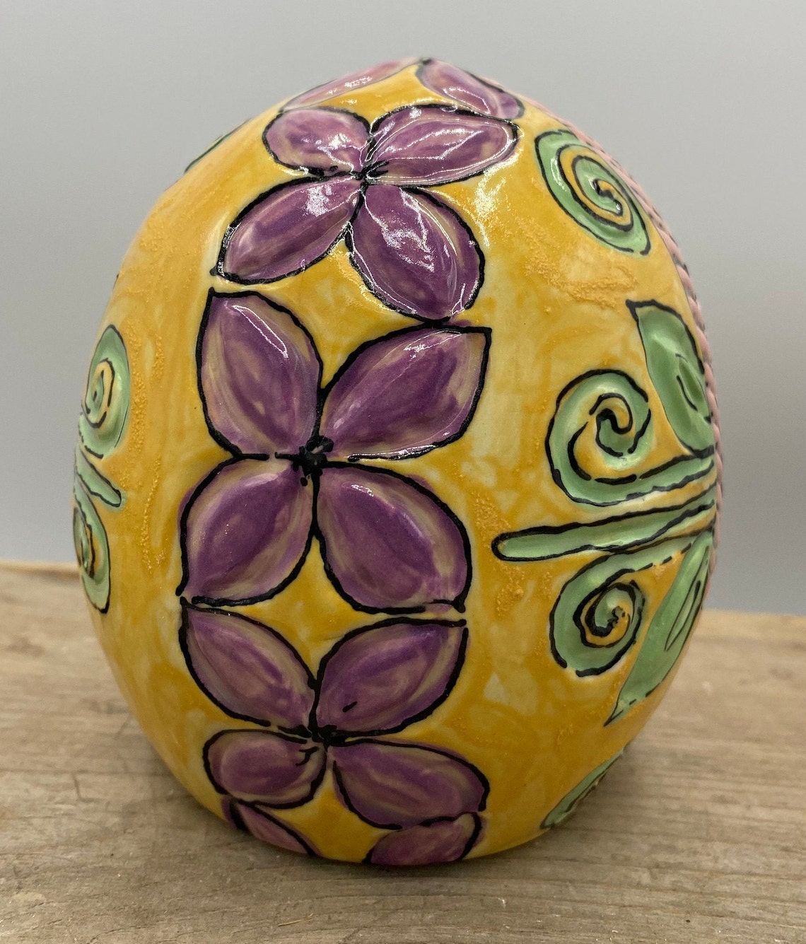 Ceramic hand thrown/ carved/ painted egg Etsy