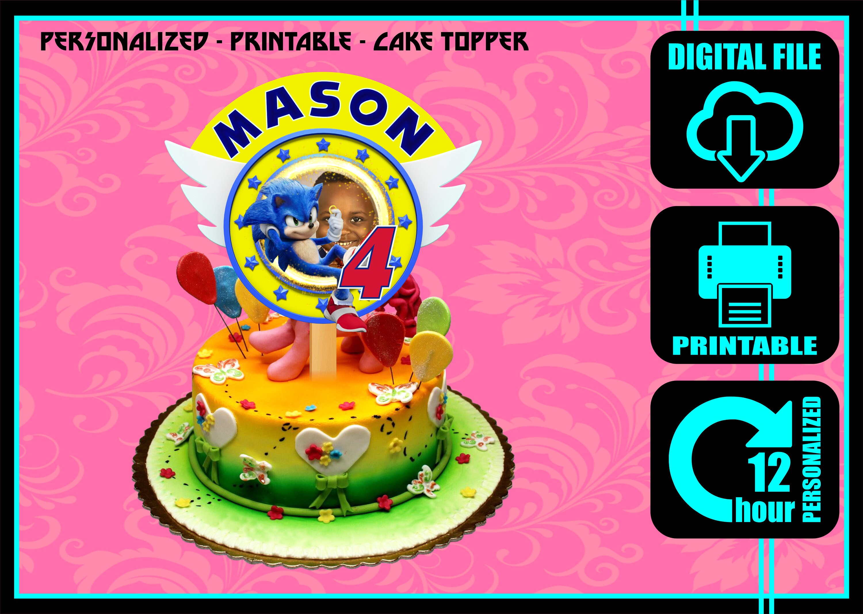 SONIC Cake Topper Sonic and Friends Cake Topper Centerpiece | Etsy