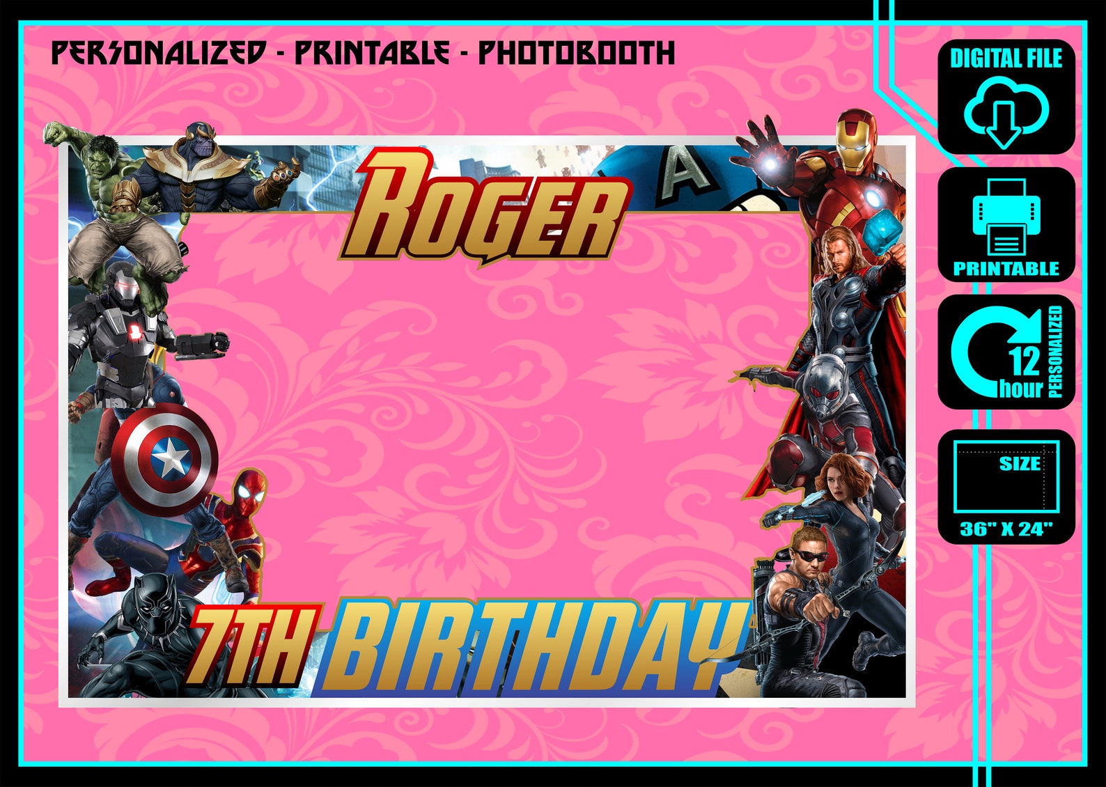 Avengers Photo Booth Frame DIY Photo Booth Frame Birthday Etsy