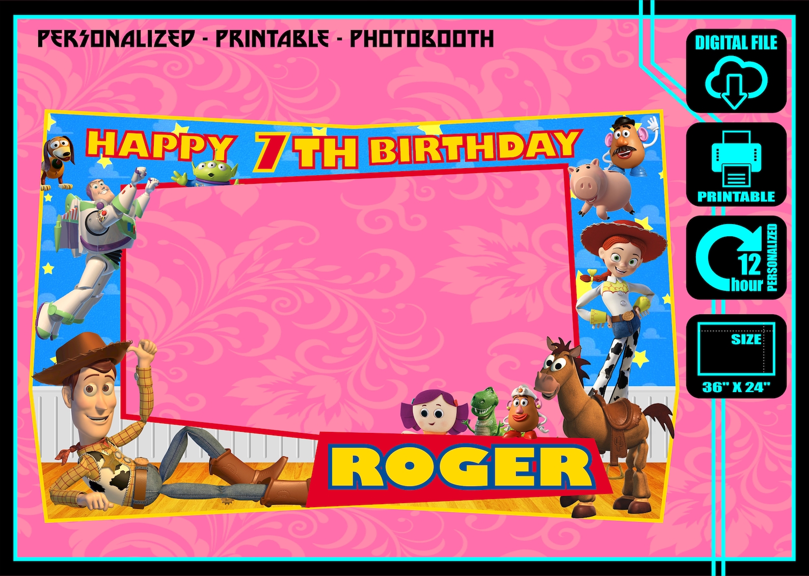 Toy Story Birthday Frames Toy Story Photo booth Frame | Etsy