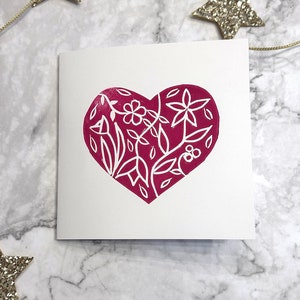 Coeur - Cartes de voeux linogravure