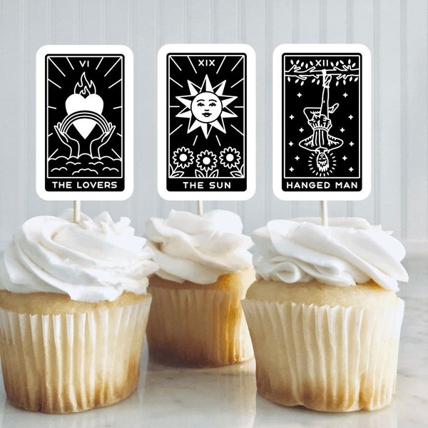 Tarot Cards, Tarot Card Cupcake Toppers, Tarot Card Birthday, Halloween Party, Halloween Cupcake Toppers, Tarot Card Birthday