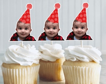 Custom Face Cupcake Toppers, Custom Birthday Party Cupcake Toppers, Party Decoration, Custom Topper