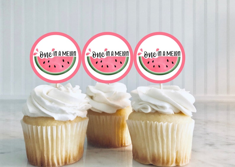 thumbnail image 2 of 24 Pack Watermelon Cupcake Topper One In A Melon Cupcake 2 of 10