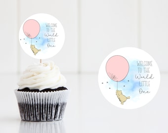 Classic Winnie The Pooh Baby Shower Cupcake Toppers, Pooh Baby Shower, Honey Baby Shower, Pooh Favor Tags, Pooh Party Decor