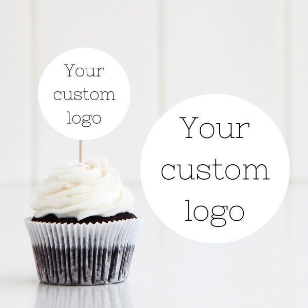 Custom Image, Logo or Text Cupcake Toppers, Business Logo Cupcake Toppers, Personalized Cake Toppers, Party Picks, Cupcake Picks