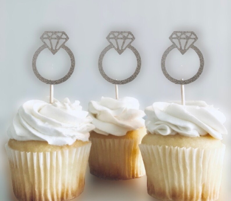 Ring Cupcake Toppers Diamond Ring Cupcake Toppers Bridal Etsy