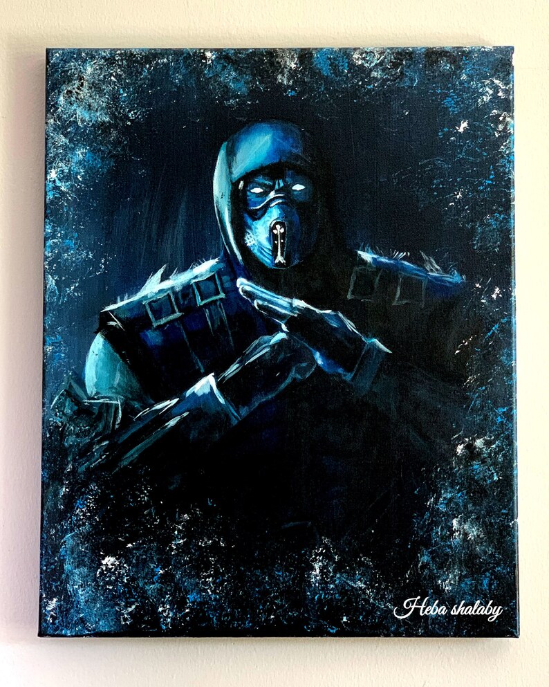 SubZero Mortal Kombat acrylic painting. Etsy