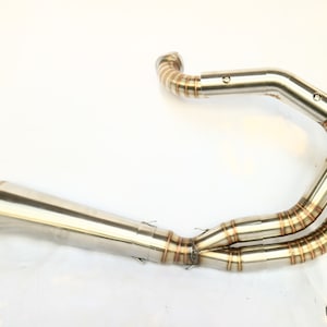2-into-1 Exhaust System Curved Muffler for Harley Dyna FXR Model Upswept Muffler