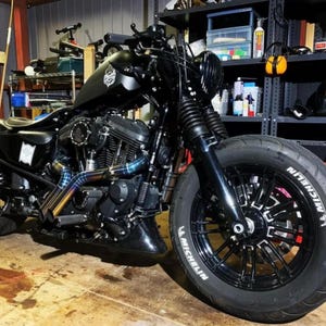 GNARLY Drag Pipes for Harley Davidson Sportster 2-Into-2  Stainless Steel & Handmade