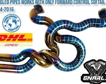 Tangled Pipe Exhaust Fits For Harley Davidson Sportster , Dyna, Softail 1986-2021 W/ Forward Control