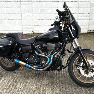 Custom Exhaust Fits For Harley Davidson Dyna Golden Blue Model With Carbon End Cap