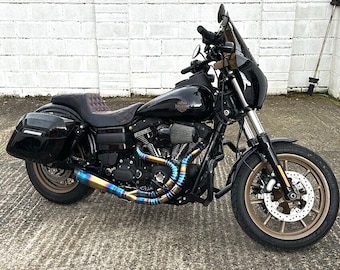 Custom Exhaust Fits For Harley Davidson Dyna Golden Blue Model With Carbon End Cap