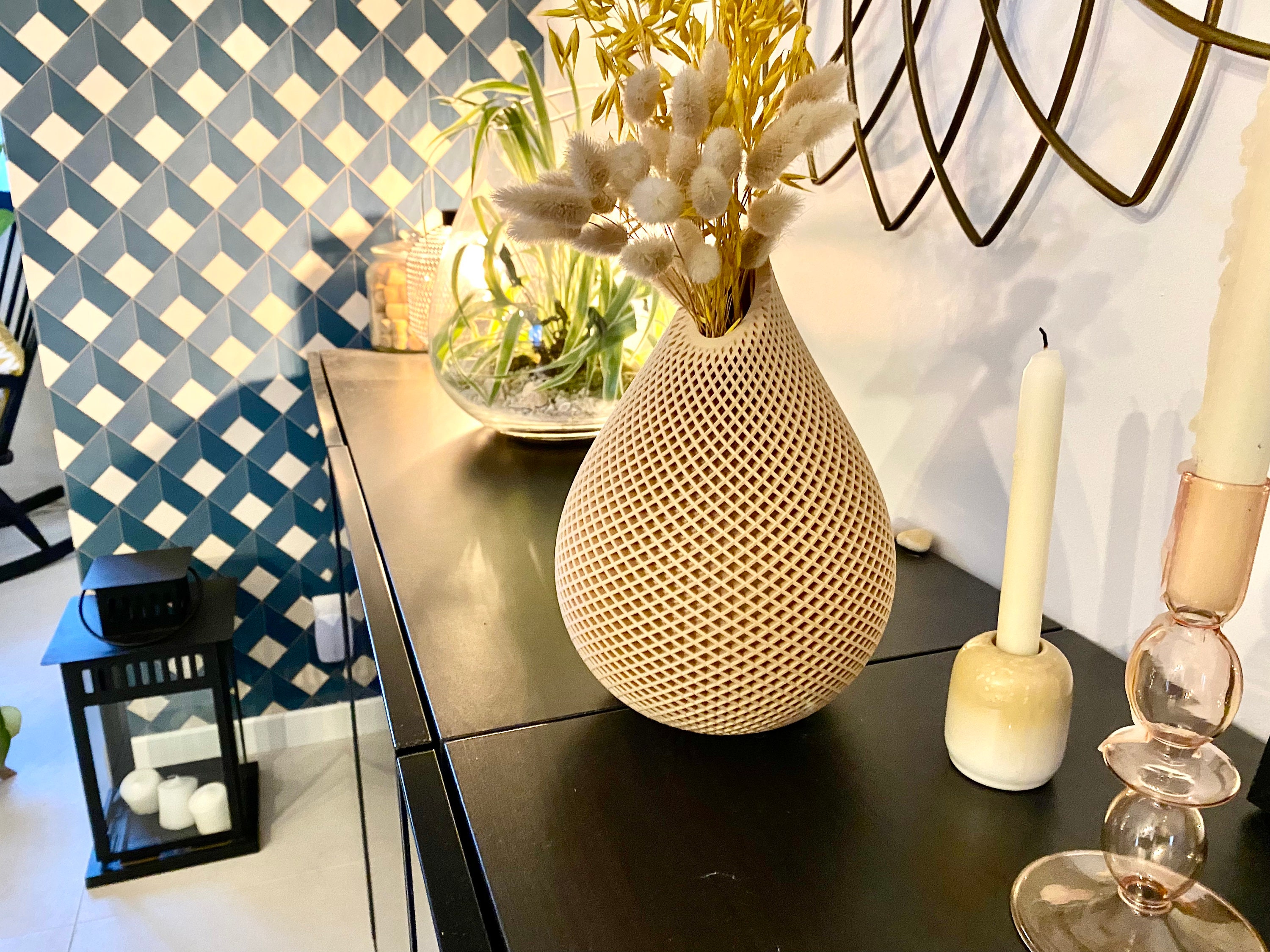 Vase Rond - Design Minimaliste Impression 3D Bois Recyclé et Bioplastique