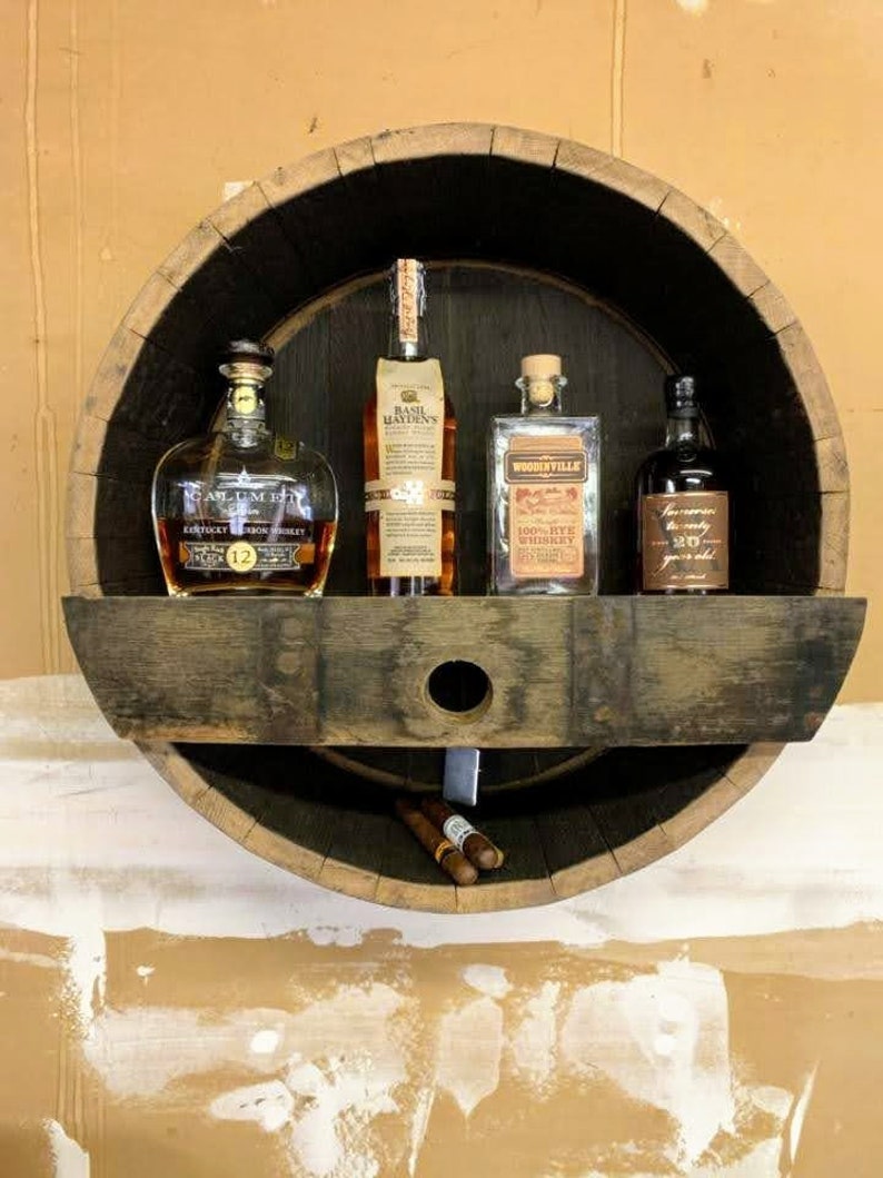 Reclaimed Wine & Bourbon Half Barrel Shelf Etsy