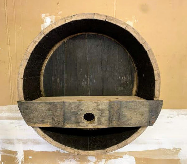 Reclaimed Wine & Bourbon Half Barrel Shelf Etsy