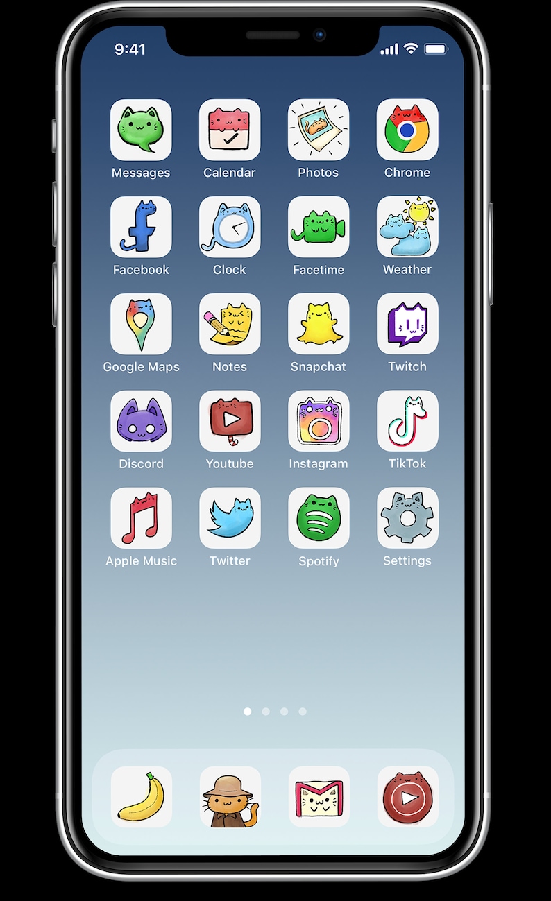 IOS 14 Hand Drawn Catthemed Icons 24 cute kawaii cats Etsy IOS 14 Hand Drawn Catthemed Icons 24 cute kawaii cats Etsy