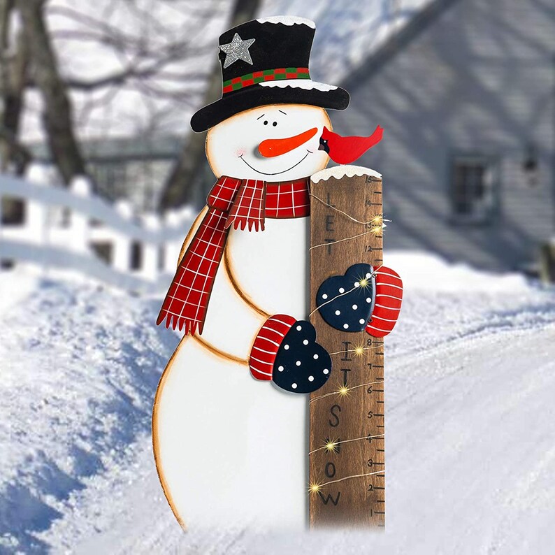 LED Metal Snowman Snow Gauge Snow Measurement Welcome Yard | Etsy