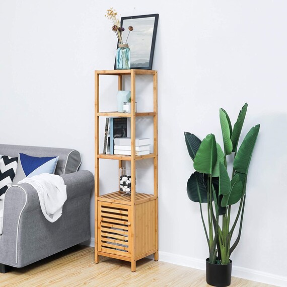 Bamboo Bathroom Storage Floor 4 Tiers Multifunctional Etsy