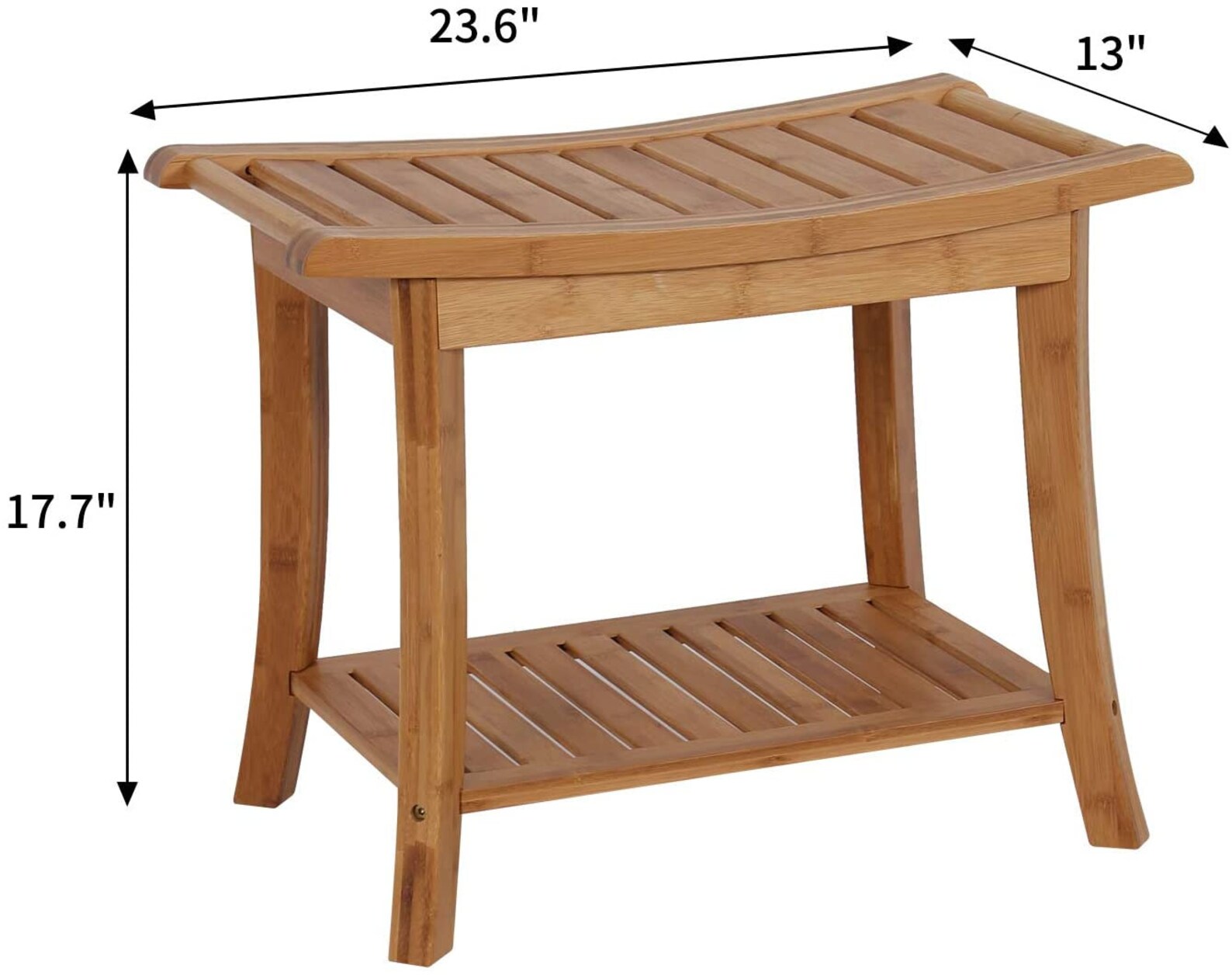 Bamboo Shower Bench for bathroom with Shelves Waterproof Bath Etsy