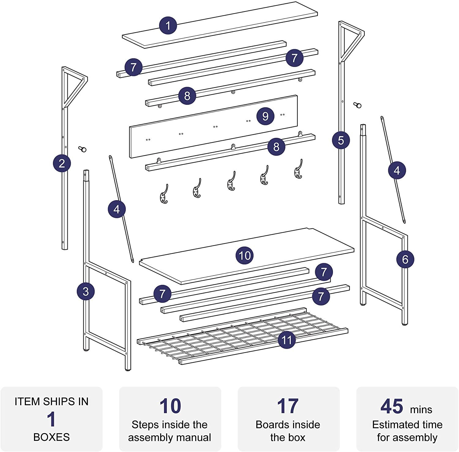 Árbol de la sala industrial para entrada rack de madera y | Etsy