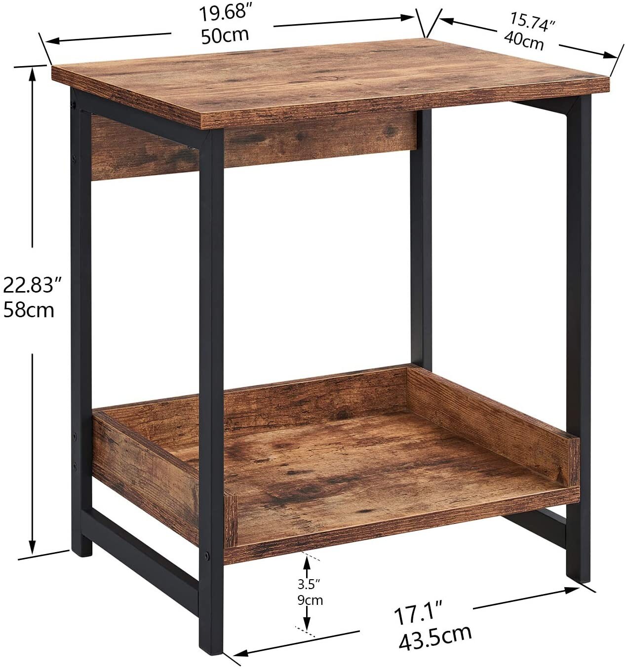 2Tier End Table for Living Room Home End Table Industrial Etsy
