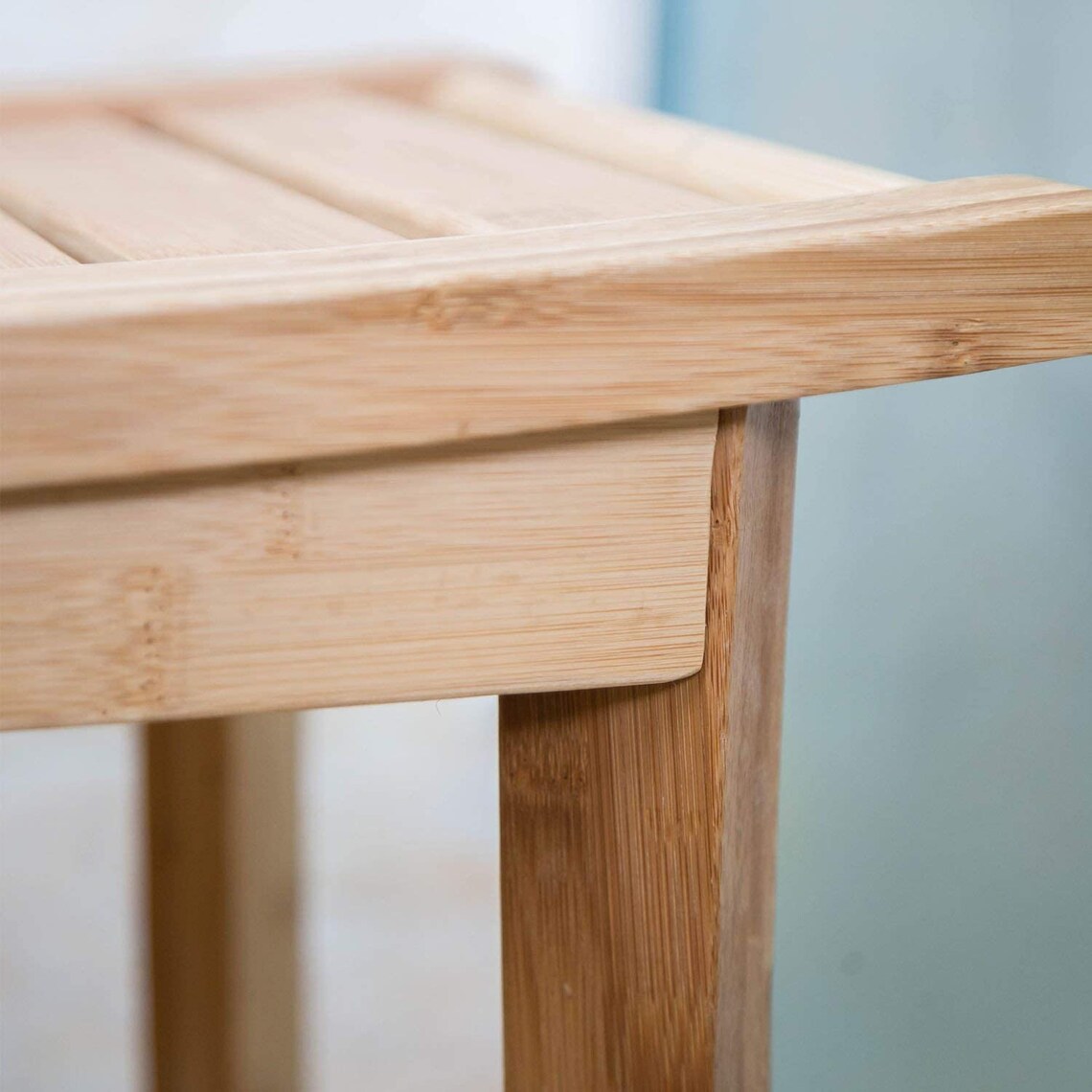 Bamboo Shower Bench for bathroom with Shelves Waterproof Bath Etsy