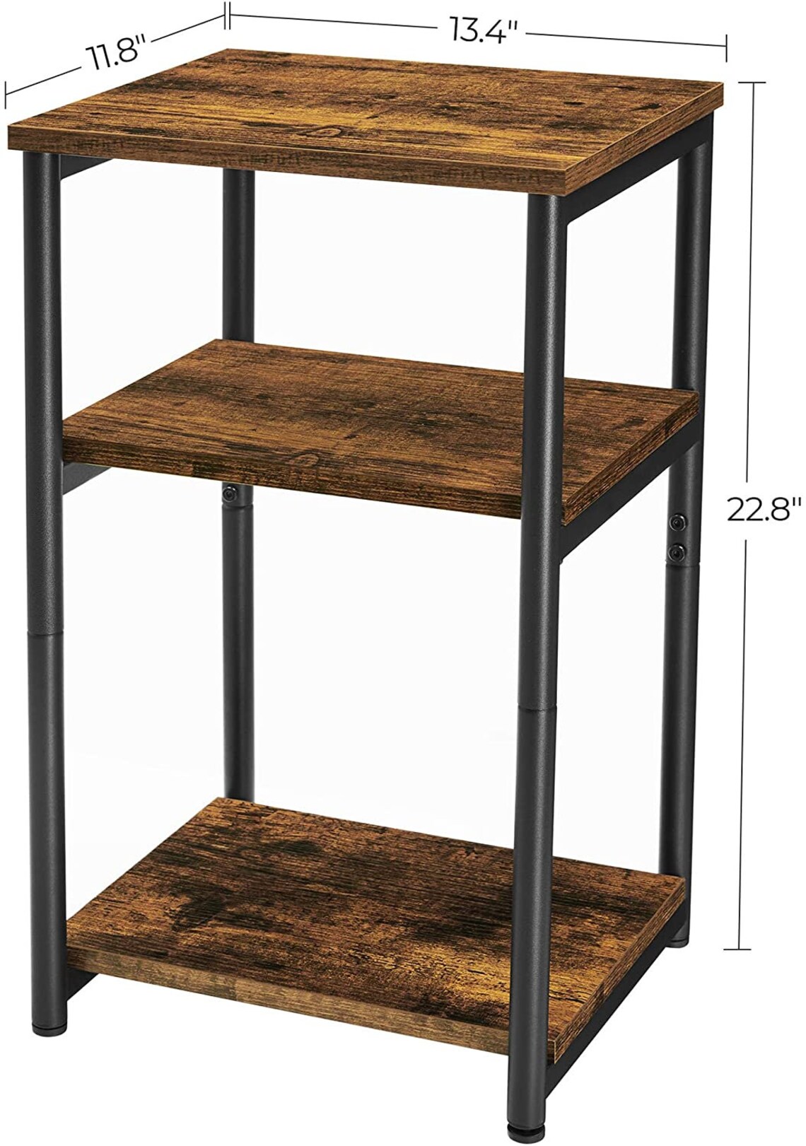 Tall Side Table End Table with Storage Shelves 3Tier Slim Etsy