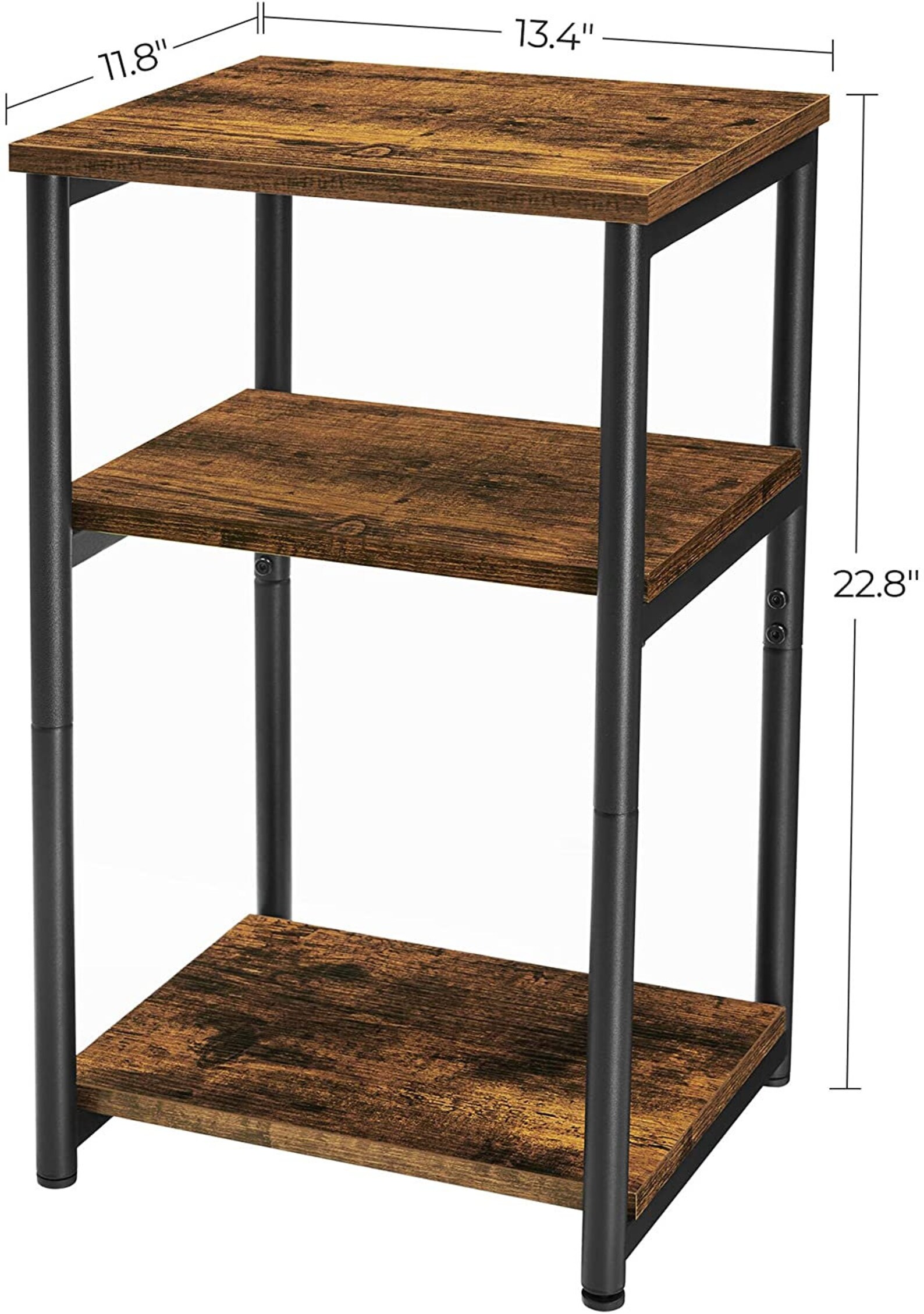 Tall Side Table End Table with Storage Shelves 3Tier Slim Etsy