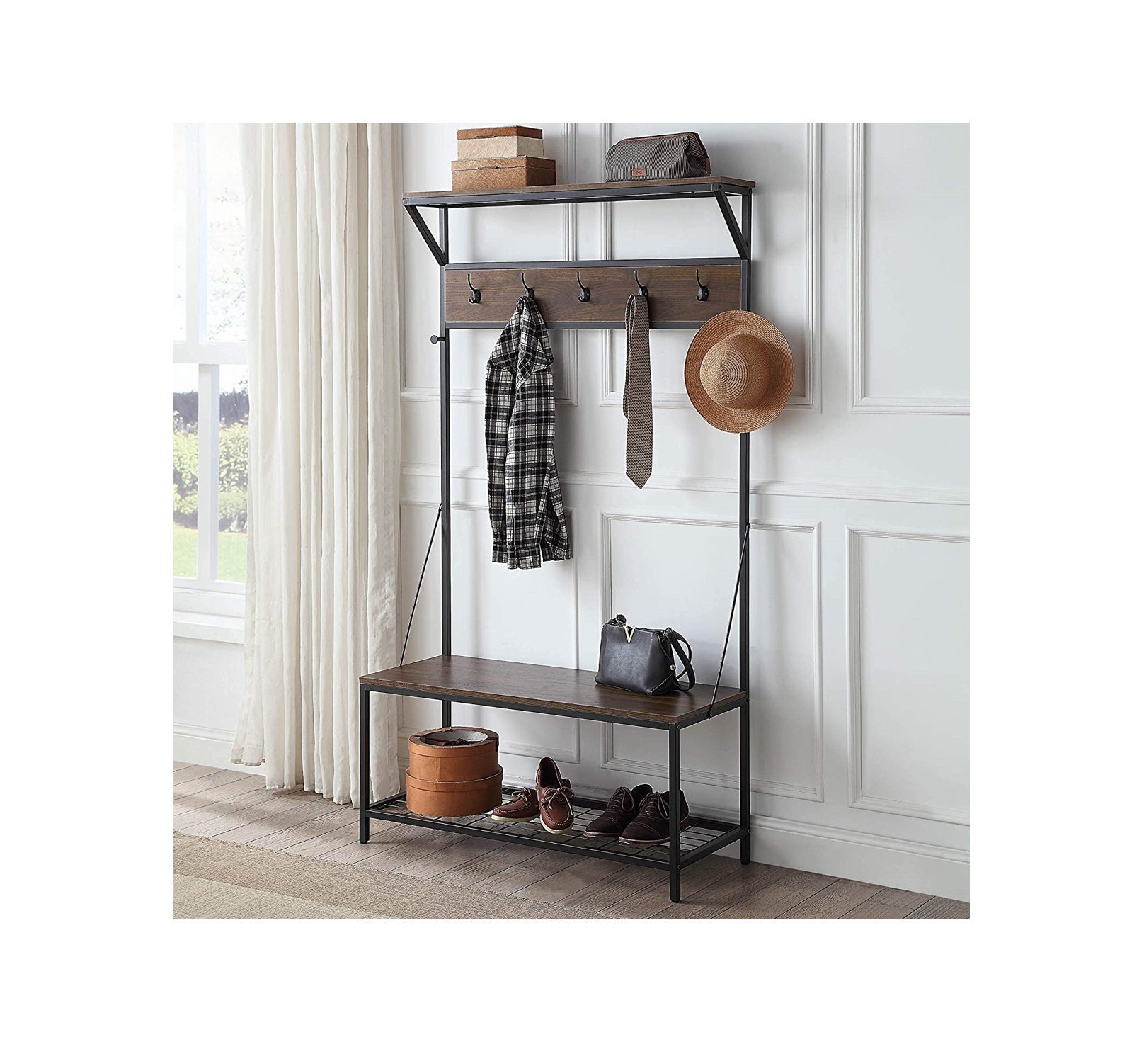 Árbol de la sala industrial para entrada rack de madera y | Etsy