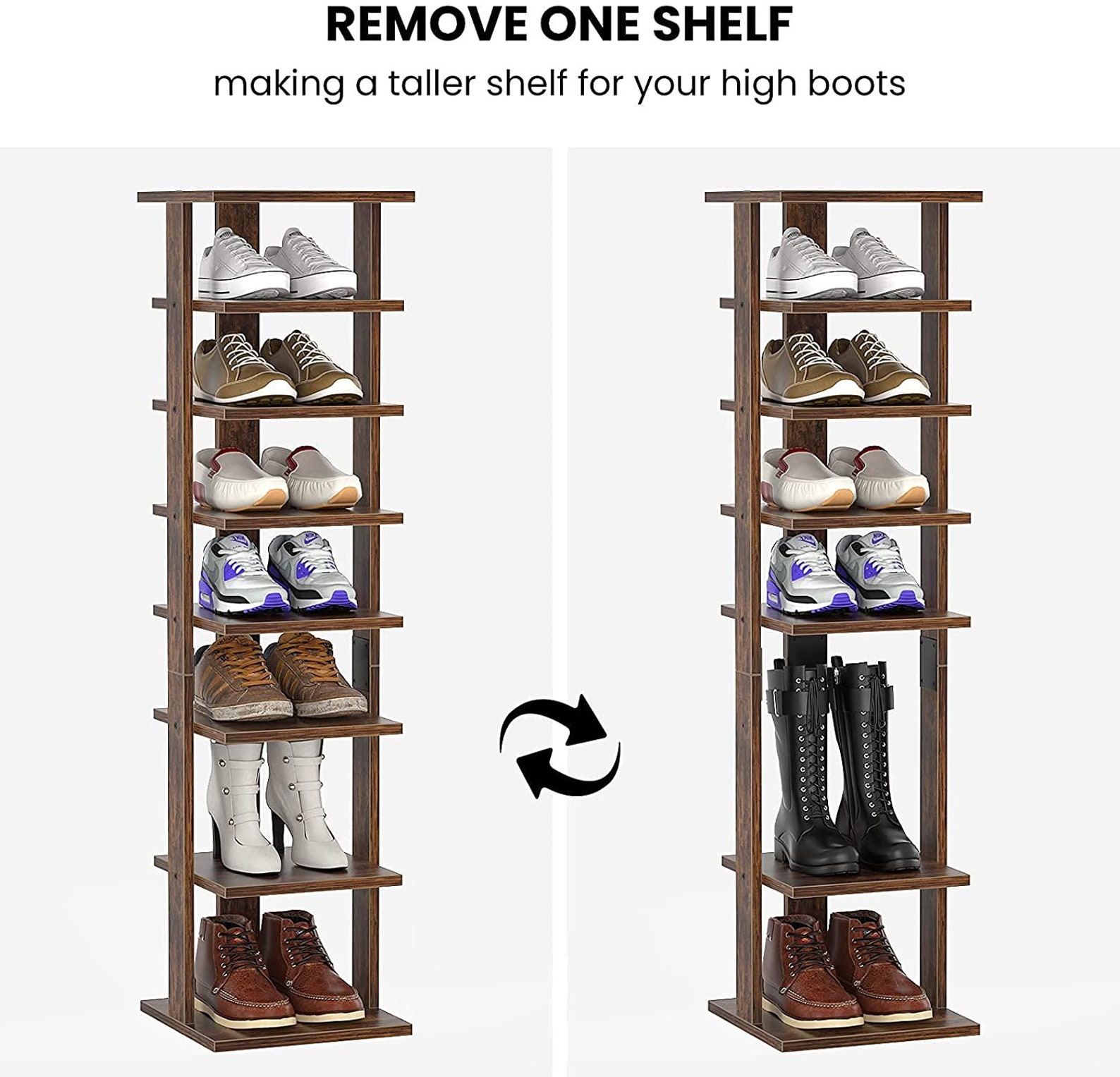 Vertical Shoe Rack 8 Tiers Wooden Shoe Shelf Narrow Shoe Etsy