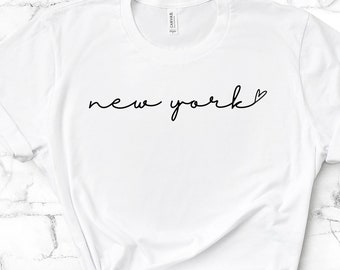 New York Tshirt, New York Love Women's T-shirt, Handwritten New York Tee, I Love NY, New York City Shirt, NYC Tee, NY Tshirt, Cute Gift Idea