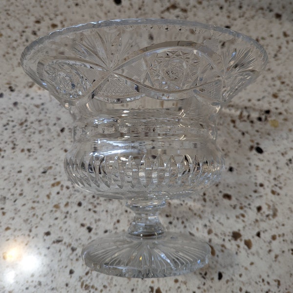Large Vintage Footed Lead Crystal or Cut Glass Vase/Urn