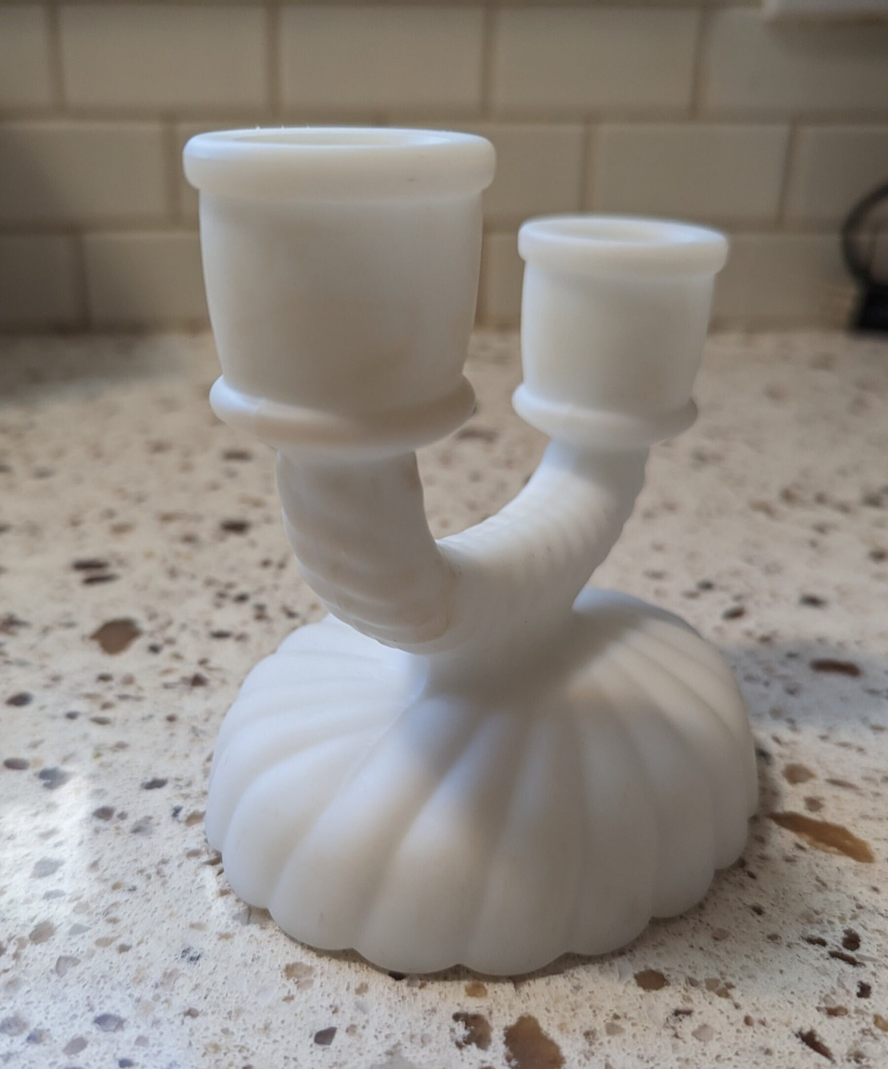 Vintage Imperial Frosted Milk Glass Double Candle Holder Swirl Etsy