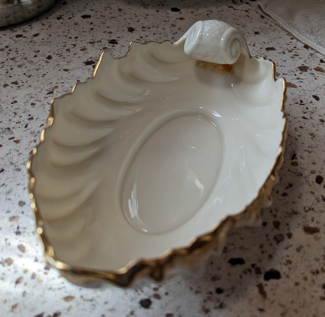 Vintage Lenox Acanthus Gold Leaf Candy Dish With Blue Logo Etsy