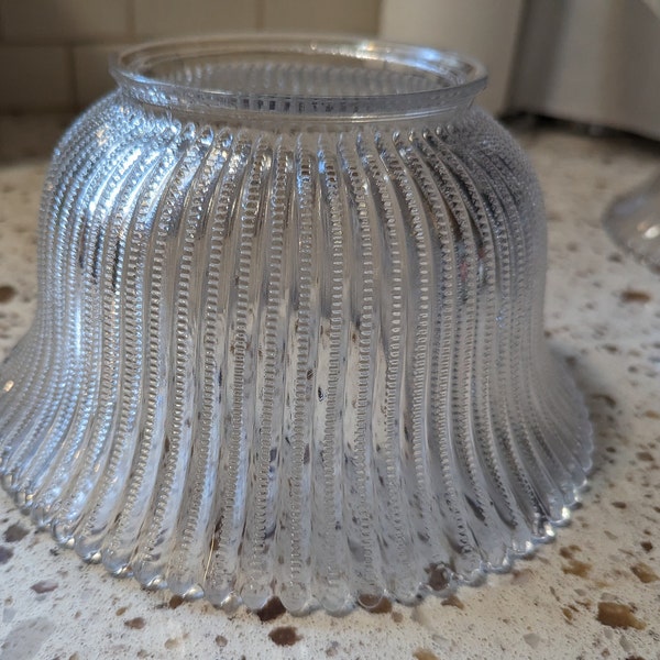 Vintage Holophane Ribbed/Zipper Glass Diffuser Shade