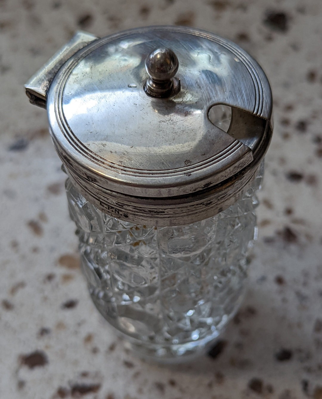 Condiment/mustard Jar With Hinged E P N S Lid Etsy