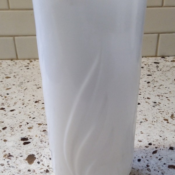 Vintage White Milk Glass Vase With Leaf Design