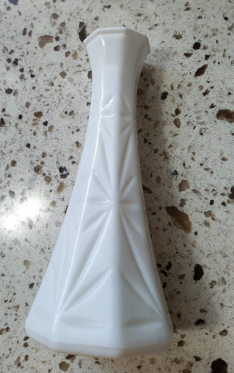 Hoosier Milk Glass Bud Vase Starburst Design 4063B Etsy