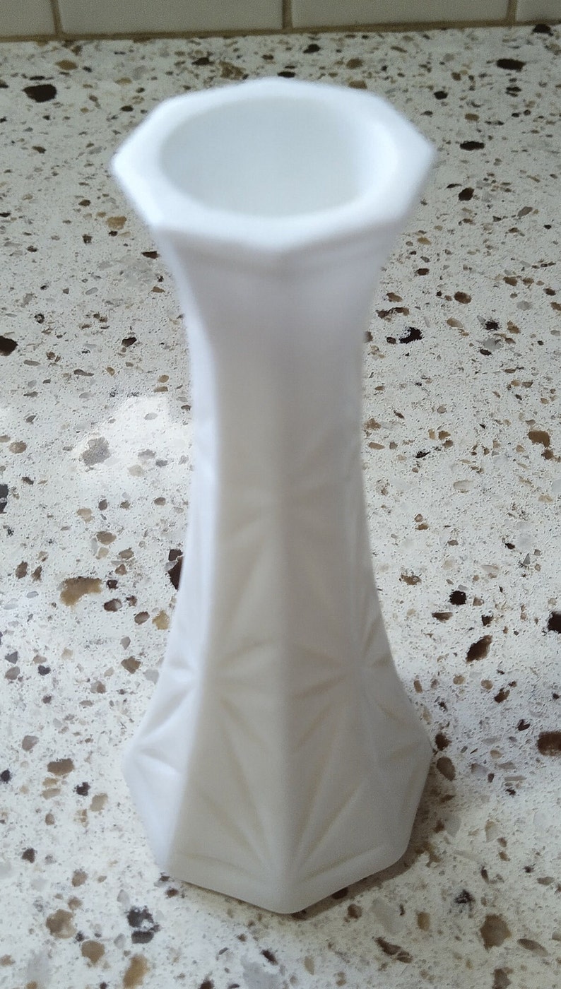 Hoosier Milk Glass Bud Vase Starburst Design 4063B Etsy