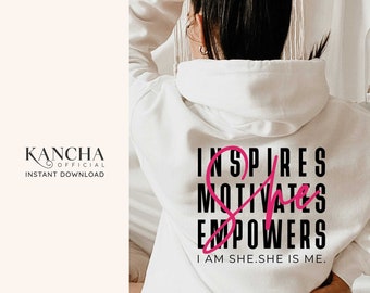 I Am She SVG Files for Girl Boss Shirt PNG Female Entrepreneur Cricut Design Small Business Owner Sublimation Gift for Her Women Empowerment