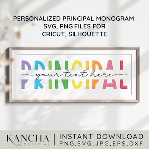 Monogram svg dyrektor spersonalizowane imię nauczyciel podzielony monogram prezent pliki svg dla cricut sylwetka svg png sublimacja natychmiastowe pobieranie