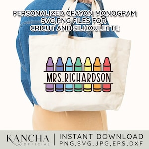 Crayon monograma svg professor nome personalizado professor dividir monograma svg arquivos para cricut silhoulette svg png sublimação download instantâneo
