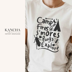 Fogatas, s'more, insectos, explorar, SVG, Fogata, Cita divertida de campamento, SVG, Campamento para niños, Descarga instantánea para Cricut Design Space