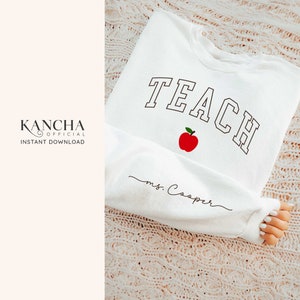 Camiseta personalizada com nome de professor, presente personalizado de professor da Apple para professores, arquivos SVG para Cricut, silhueta SVG, png, sublimação, download instantâneo