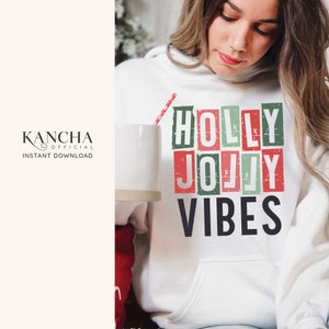 Holly jolly vibes svg merry christmas shirt cadeau voor kerst svg kerstman gesneden bestand INSTANT DOWNLOAD voor cricut svg silhouet png sublimatie
