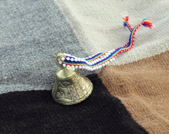 Shamanic Altar Bell with Watana Bracelet For Calling the Ancestors Spirits | Traditional Andean Instrument from Sacred Valley - Cusco - Peru