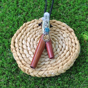 Necklace PALO SANGRE KURIPE Self Applicator | With a Peruvian Turquoise Stone, an Aya Vine Piece & a Clear Quartz